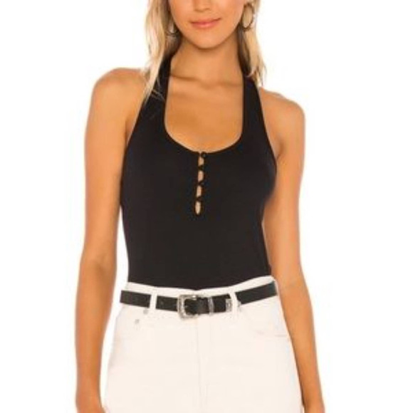 FREE PEOPLE Cami Hang Out Halter Top Black Sz XS NWOT - Picture 2 of 10